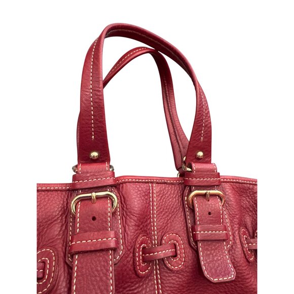 Dooney Bourke womans Red Leather Double Handle Handbag Purse SKU 8927 - Picture 3 of 16